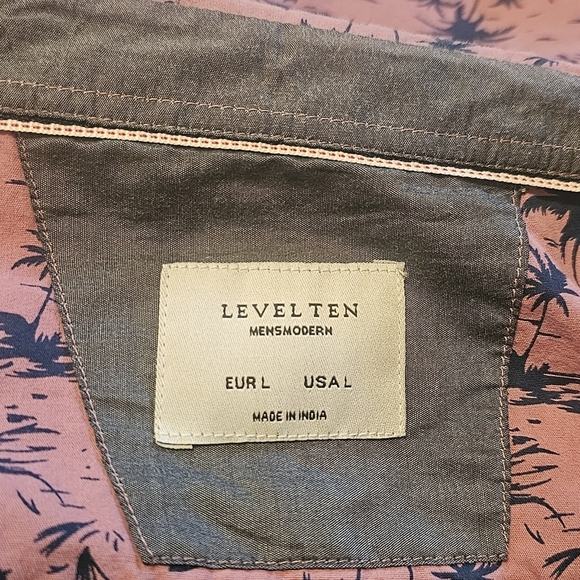 Level Ten Palm Tree Print Men's Shirt Size L - Picture 2 of 2